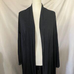 E.D. Black Lightweight Sheer Sleeve Open Front Midi Cardigan